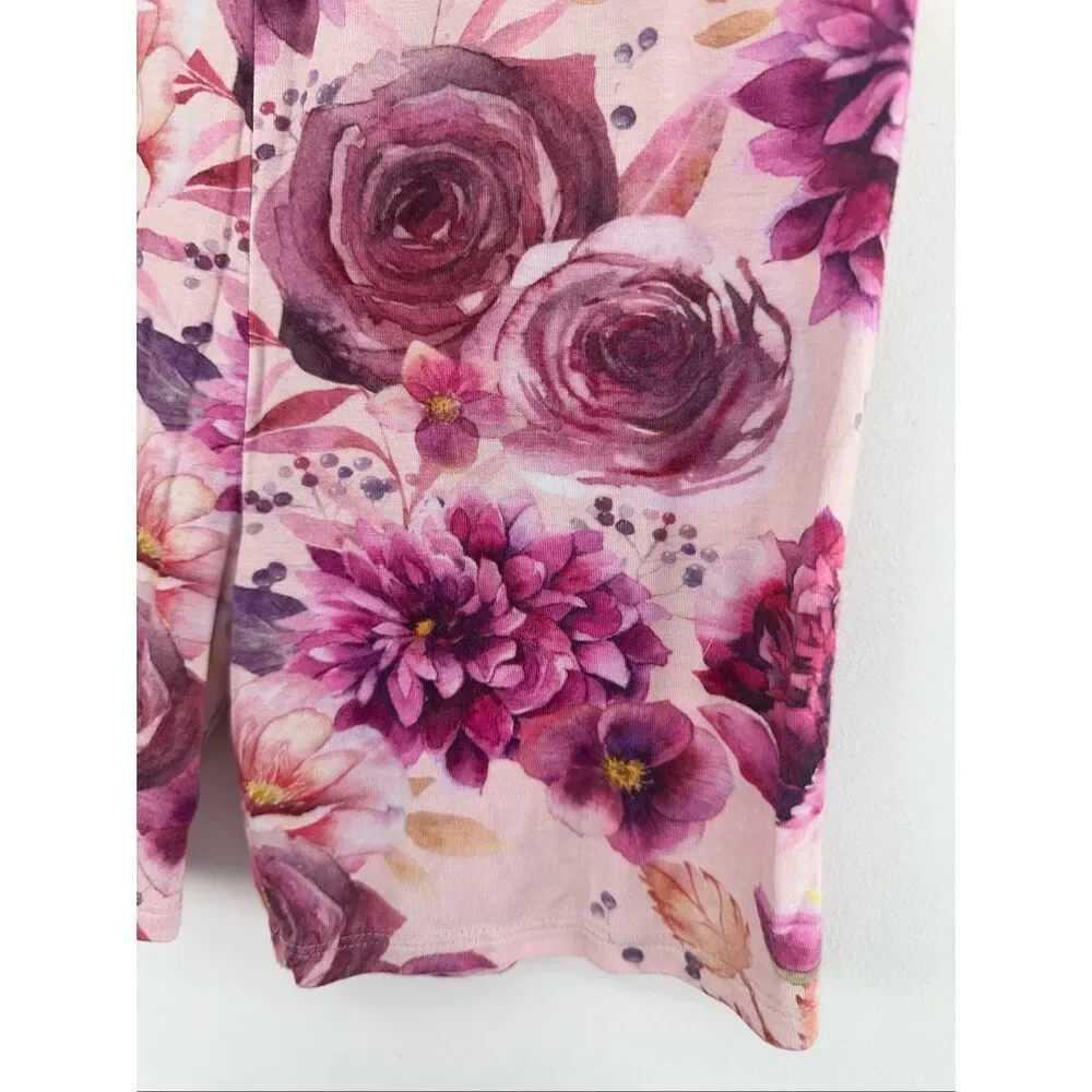 Posh Peanut Girls Multi Pink Flower Shortsleeved and Shorts Bamboo Lounge Pajama